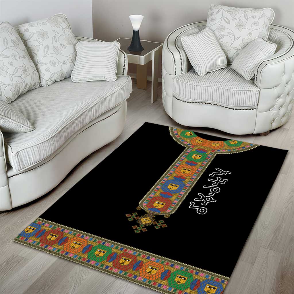 Ethiopia Saba Kemis Habesha Style Area Rug Black Color LT15
