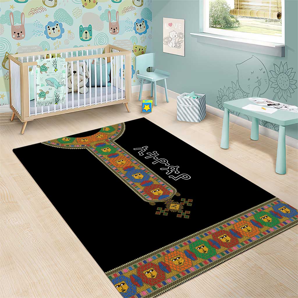 Ethiopia Saba Kemis Habesha Style Area Rug Black Color LT15