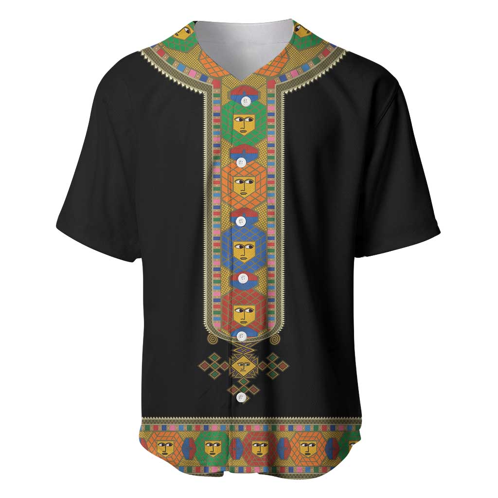 Ethiopia Saba Kemis Habesha Style Baseball Jersey Black Color LT15