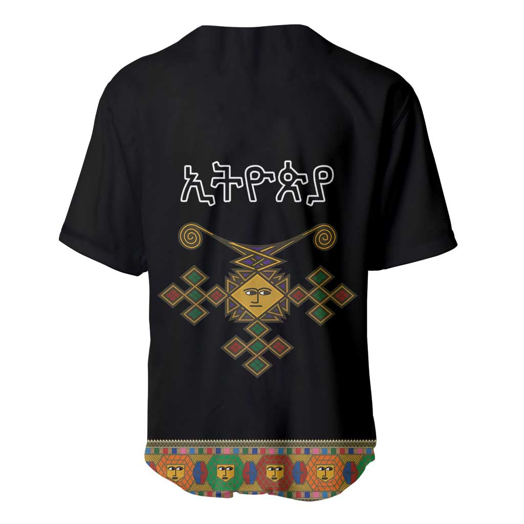 Ethiopia Saba Kemis Habesha Style Baseball Jersey Black Color LT15