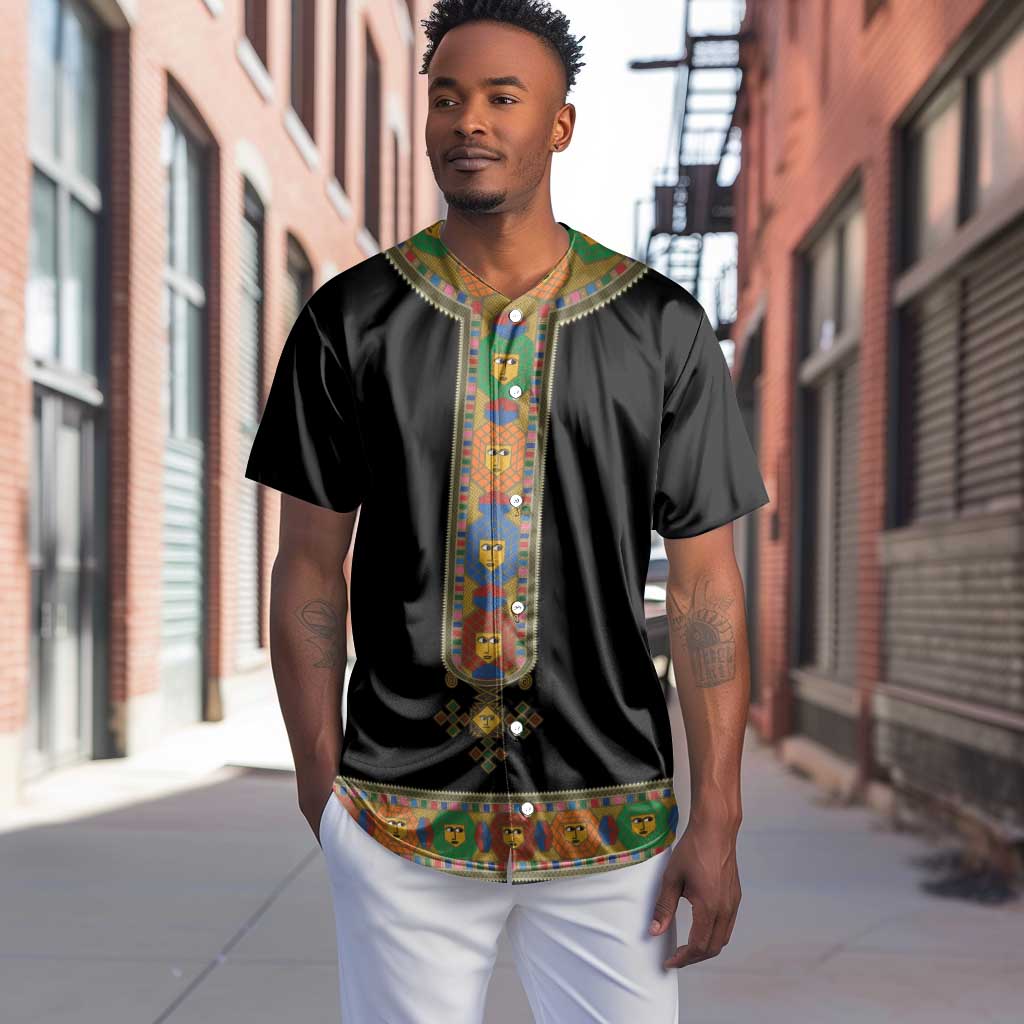 Ethiopia Saba Kemis Habesha Style Baseball Jersey Black Color LT15