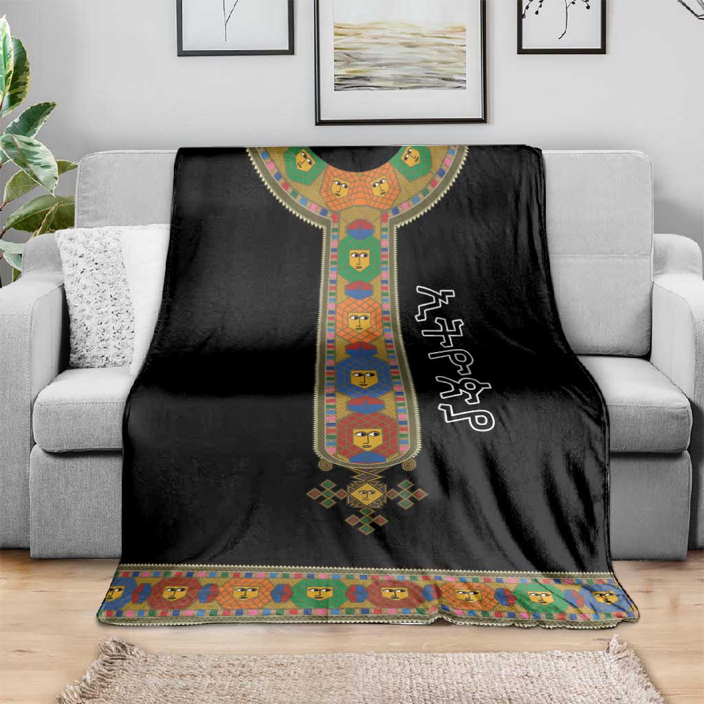 Ethiopia Saba Kemis Habesha Style Blanket Black Color LT15