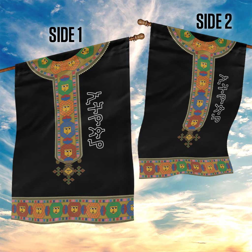 Ethiopia Saba Kemis Habesha Style Garden Flag Black Color LT15