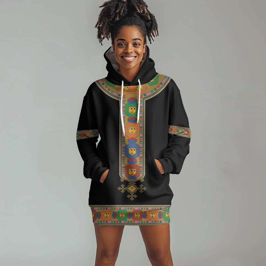 Ethiopia Saba Kemis Habesha Style Hoodie Dress Black Color LT15