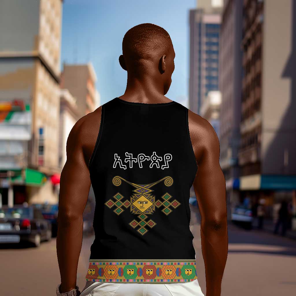 Ethiopia Saba Kemis Habesha Style Men Tank Top Black Color LT15