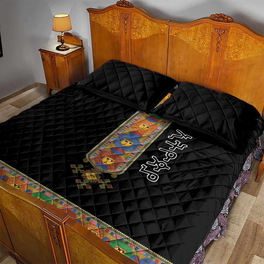 Ethiopia Saba Kemis Habesha Style Quilt Bed Set Black Color LT15