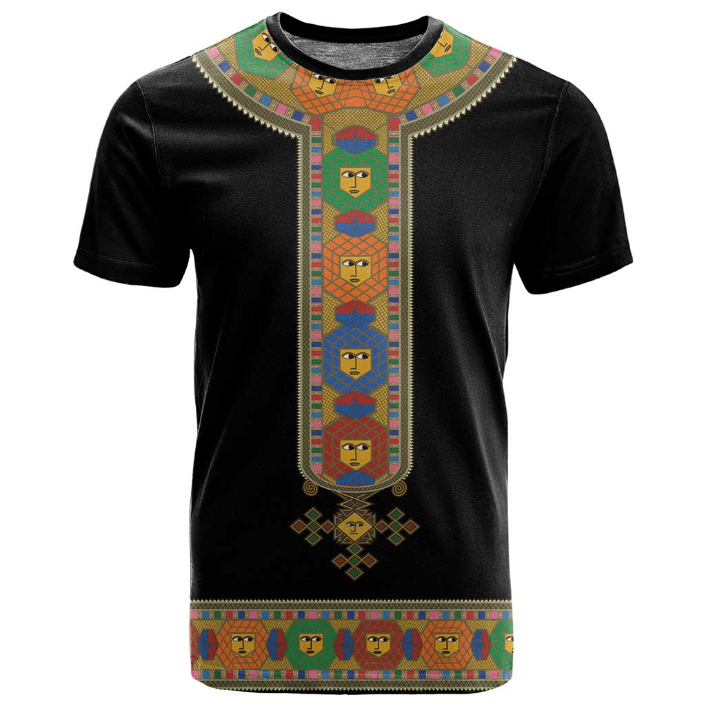 Ethiopia Saba Kemis Habesha Style T shirt Black Color LT15