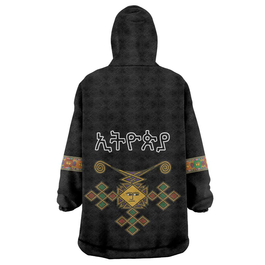 Ethiopia Saba Kemis Habesha Style Wearable Blanket Hoodie Black Color LT15