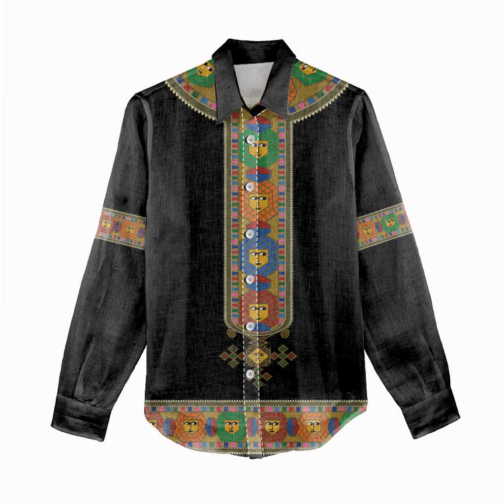 Ethiopia Saba Kemis Habesha Style Women Casual Shirt Black Color LT15