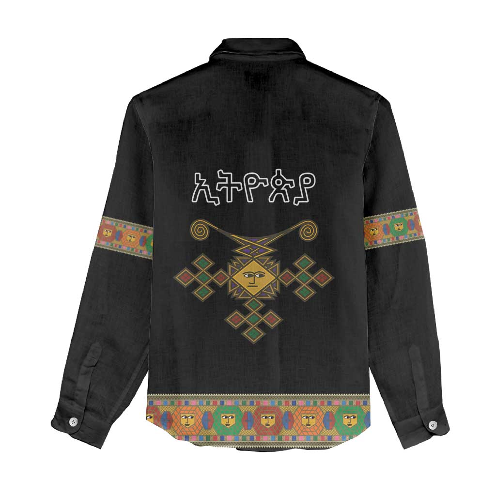 Ethiopia Saba Kemis Habesha Style Women Casual Shirt Black Color LT15