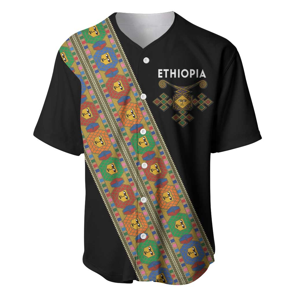 Ethiopia Saba Kemis Sash Style Baseball Jersey Black Color LT15