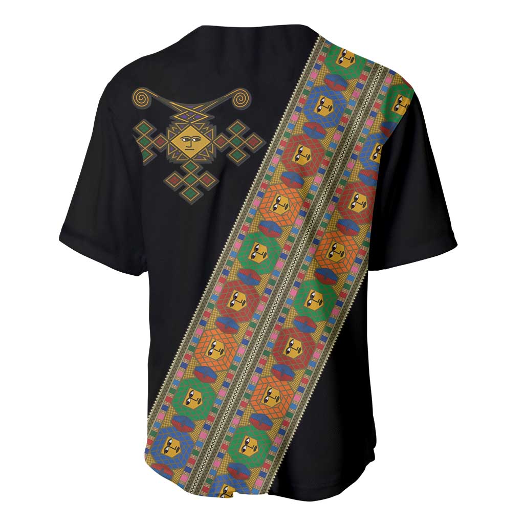 Ethiopia Saba Kemis Sash Style Baseball Jersey Black Color LT15