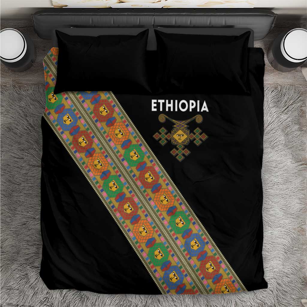 Ethiopia Saba Kemis Sash Style Bedding Set Black Color LT15
