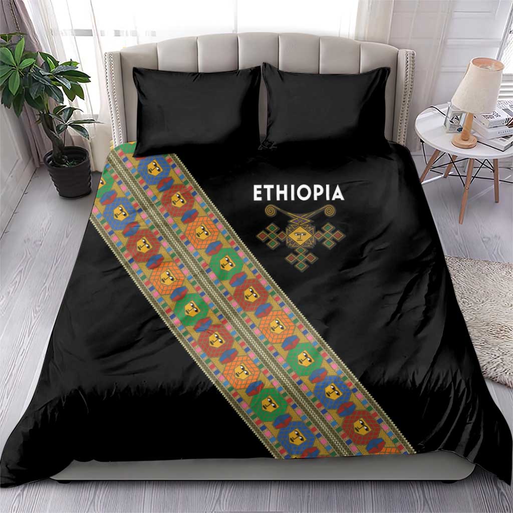 Ethiopia Saba Kemis Sash Style Bedding Set Black Color LT15