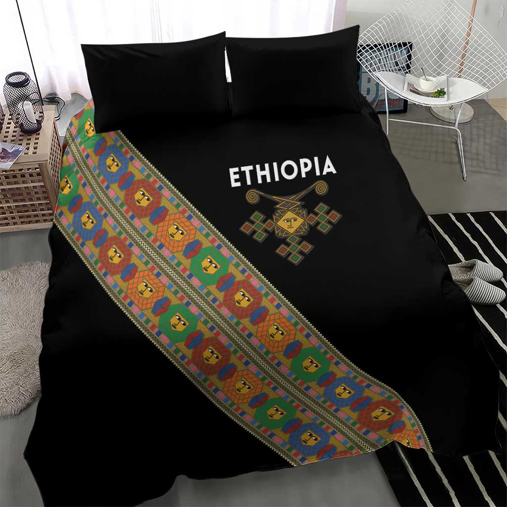 Ethiopia Saba Kemis Sash Style Bedding Set Black Color LT15