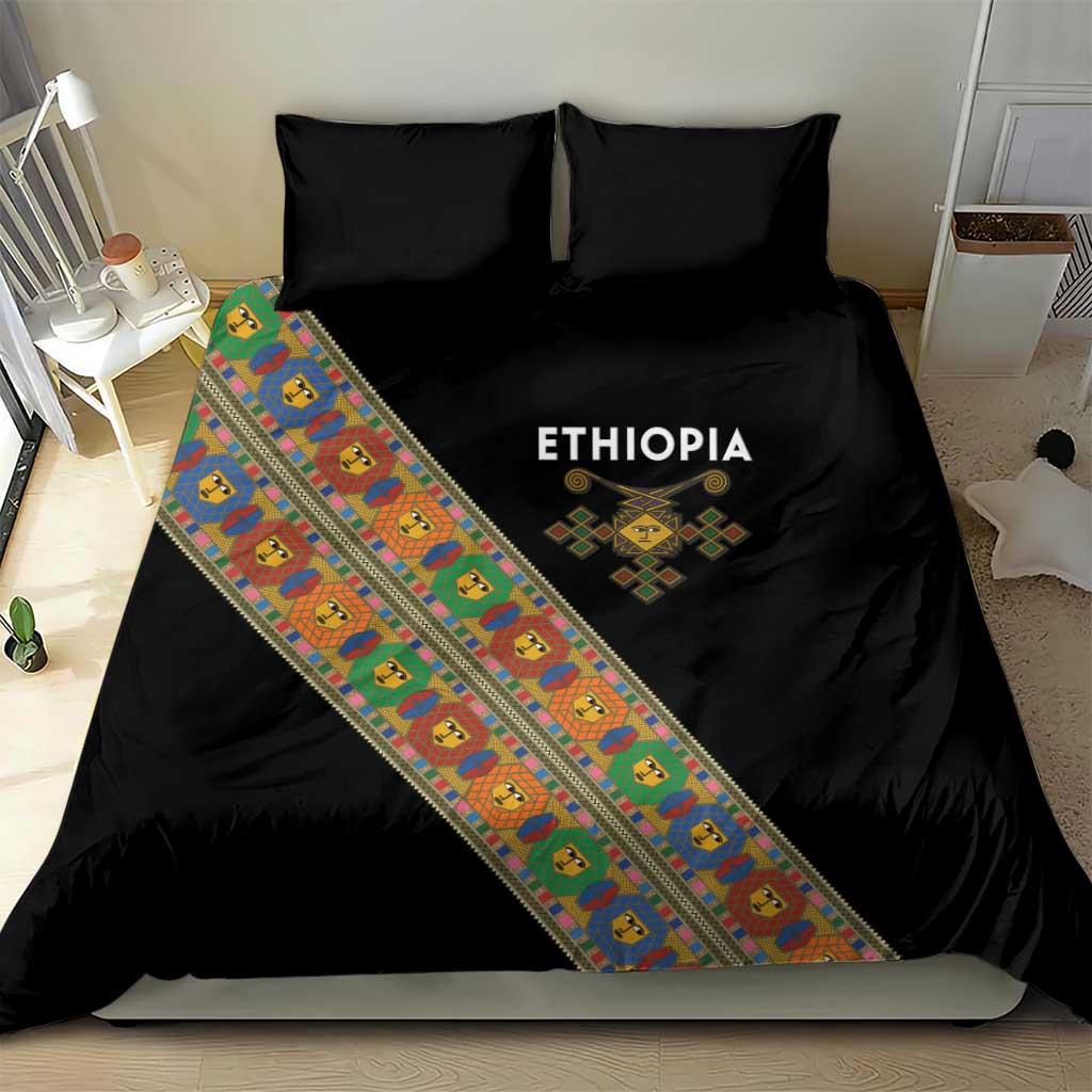 Ethiopia Saba Kemis Sash Style Bedding Set Black Color LT15
