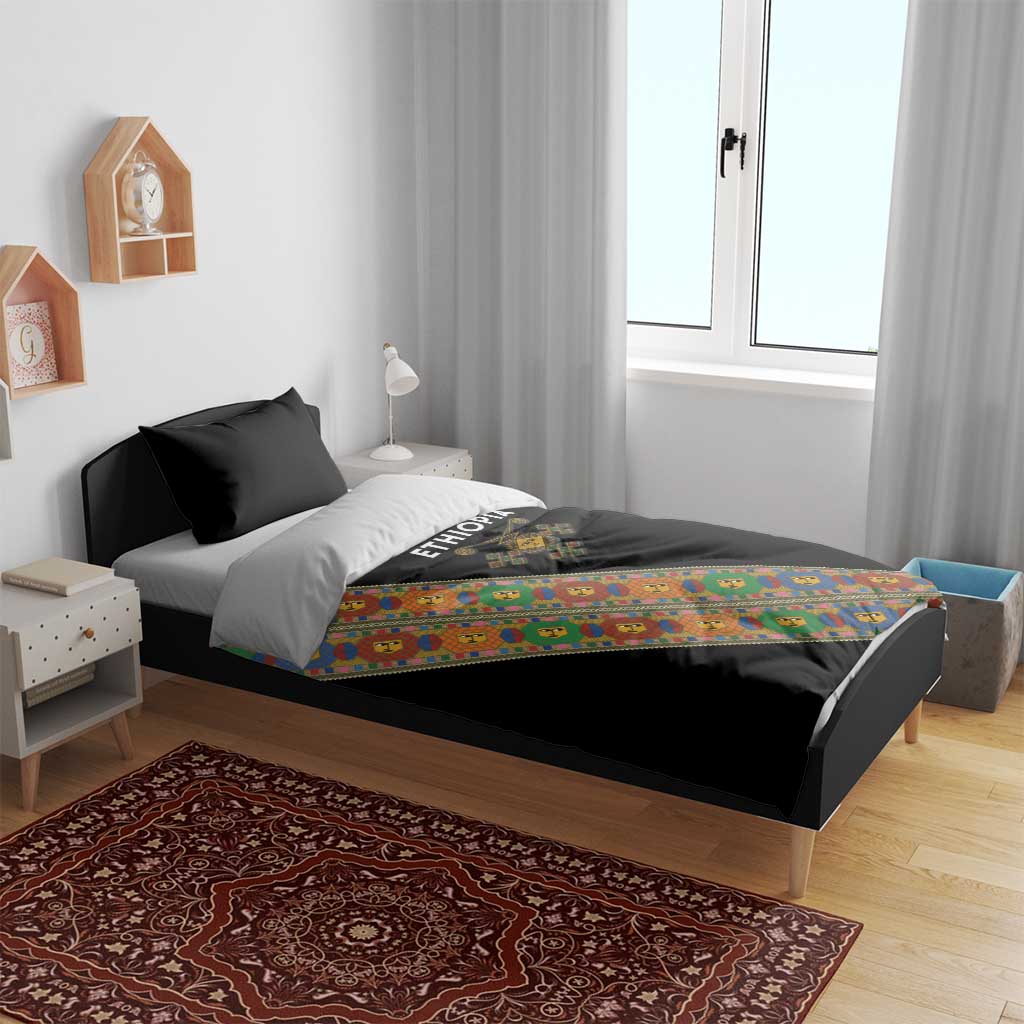 Ethiopia Saba Kemis Sash Style Bedding Set Black Color LT15