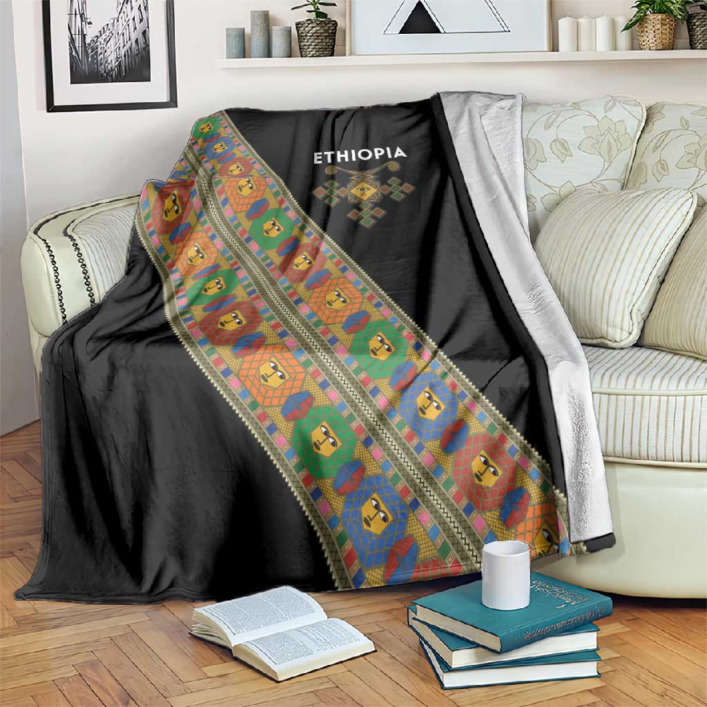 Ethiopia Saba Kemis Sash Style Blanket Black Color LT15