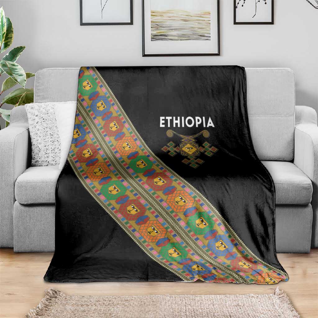 Ethiopia Saba Kemis Sash Style Blanket Black Color LT15