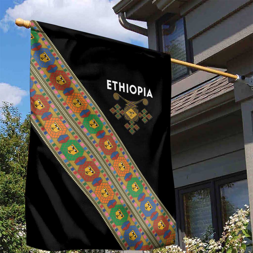Ethiopia Saba Kemis Sash Style Garden Flag Black Color LT15