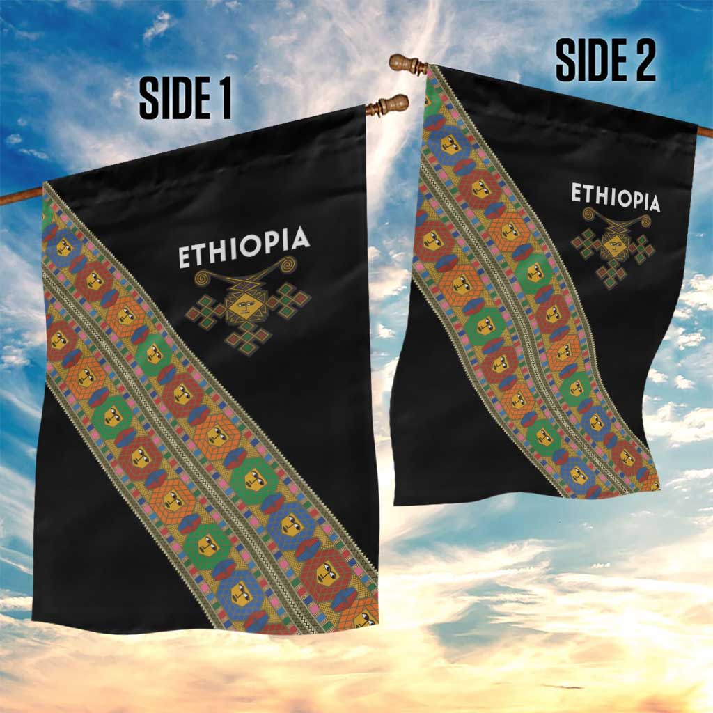 Ethiopia Saba Kemis Sash Style Garden Flag Black Color LT15
