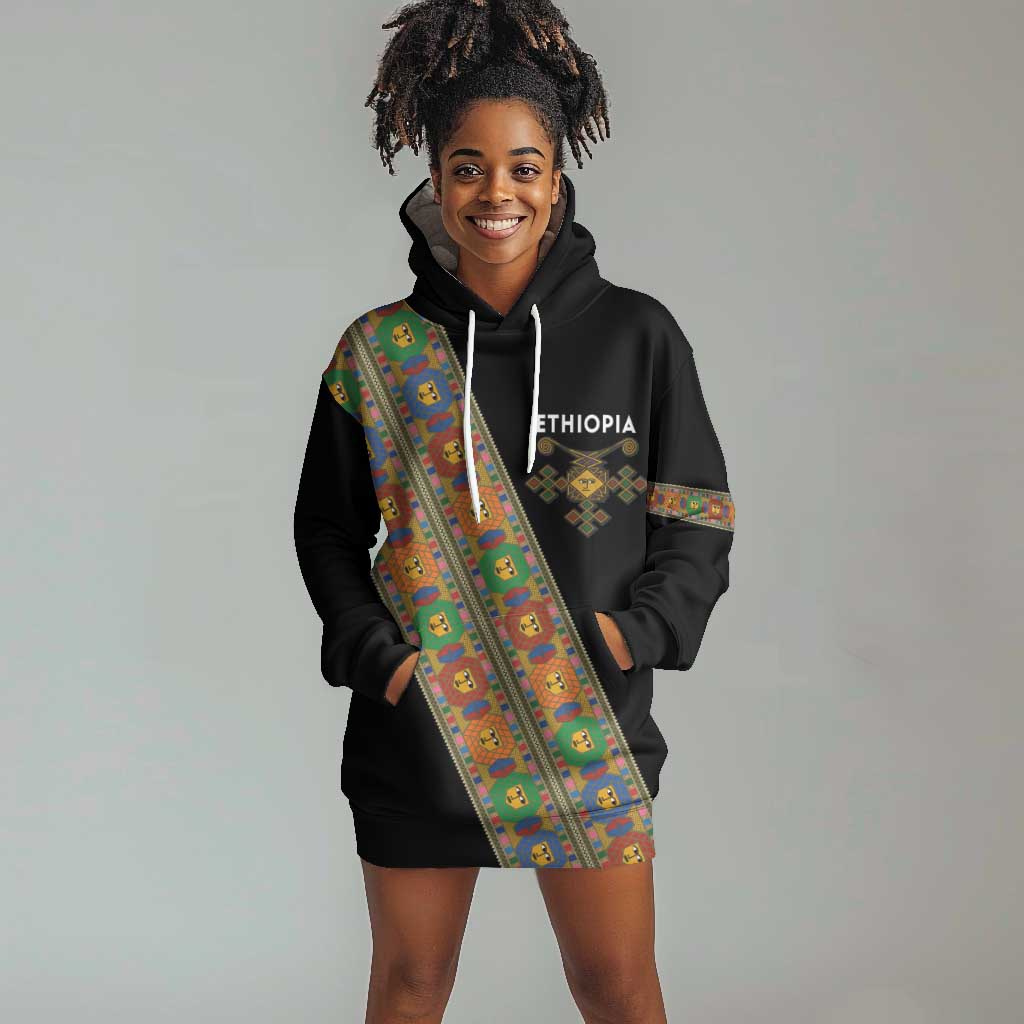 Ethiopia Saba Kemis Sash Style Hoodie Dress Black Color LT15
