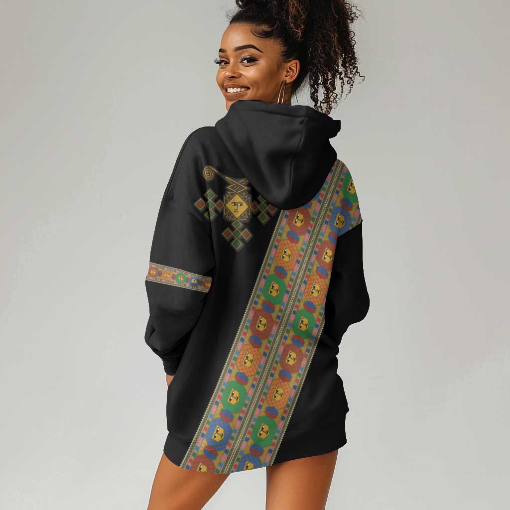 Ethiopia Saba Kemis Sash Style Hoodie Dress Black Color LT15