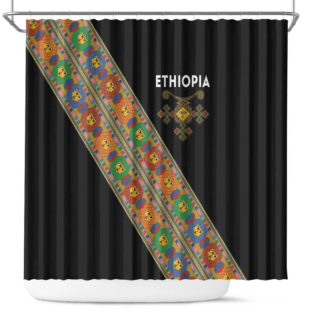 Ethiopia Saba Kemis Shower Curtain Sash Style Black Color LT15