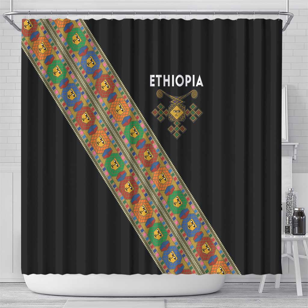 Ethiopia Saba Kemis Shower Curtain Sash Style Black Color LT15