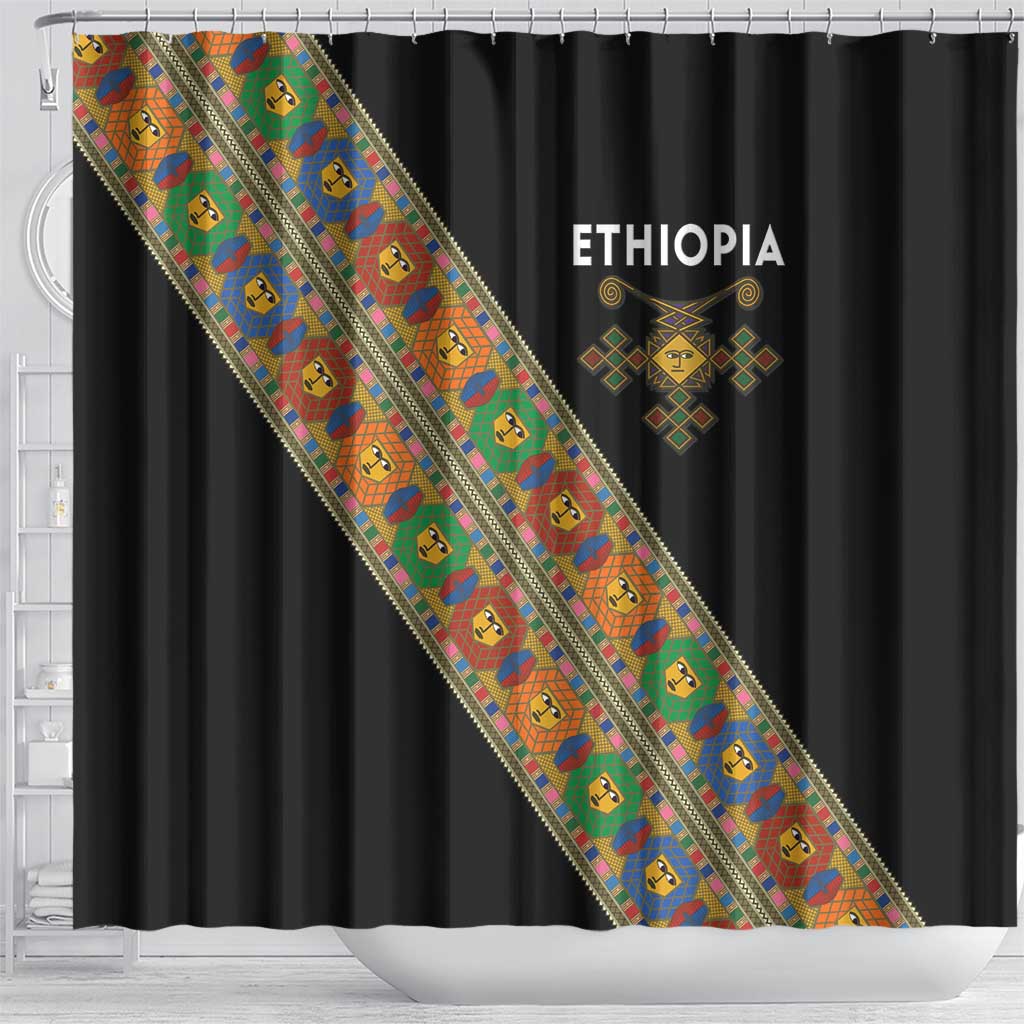 Ethiopia Saba Kemis Shower Curtain Sash Style Black Color LT15