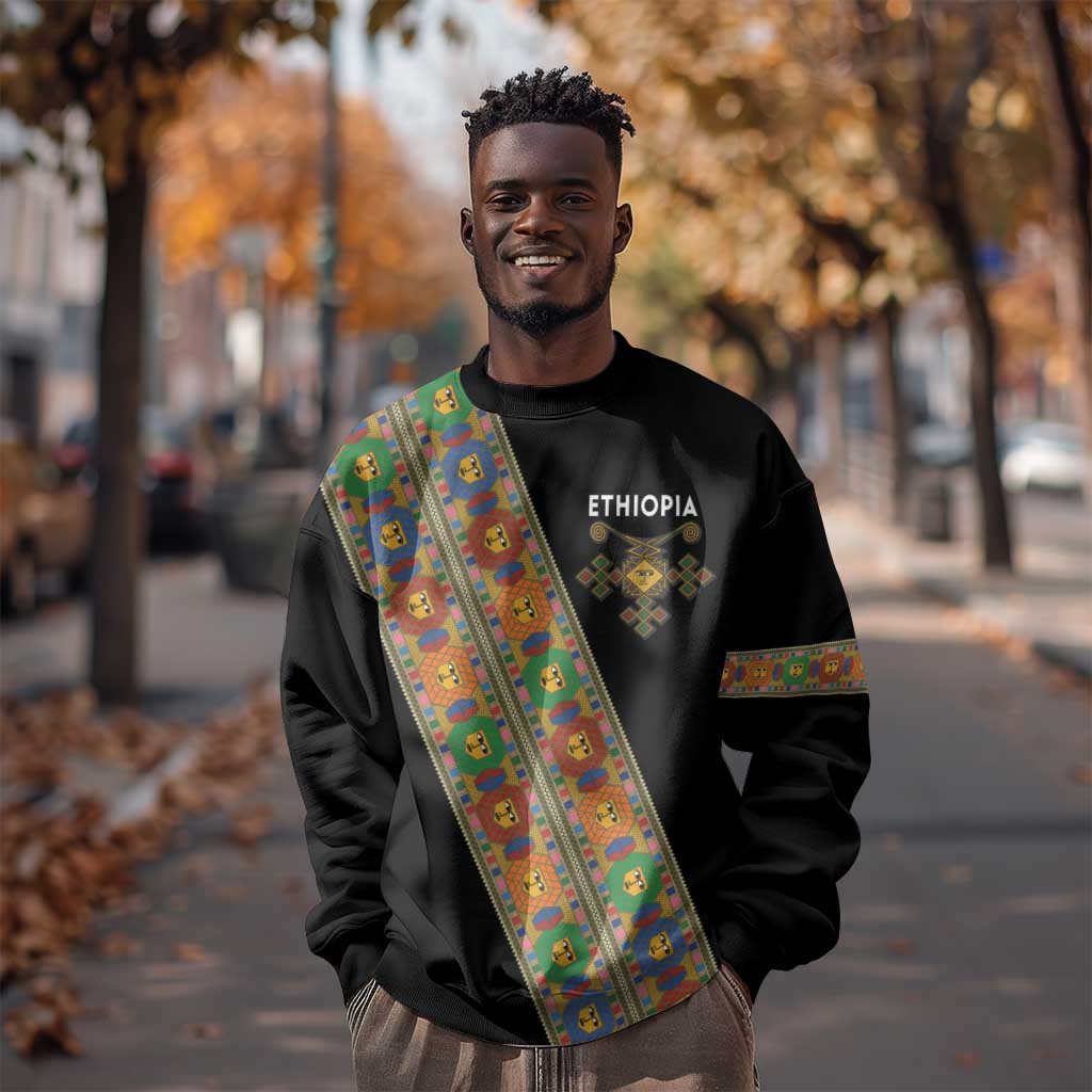 Ethiopia Saba Kemis Sash Style Sweatshirt Black Color LT15