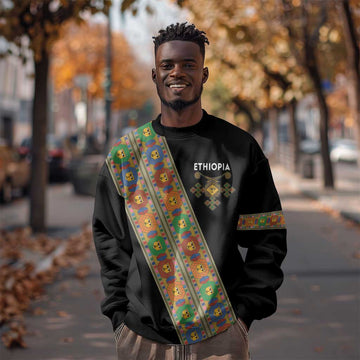 Ethiopia Saba Kemis Sash Style Sweatshirt Black Color LT15