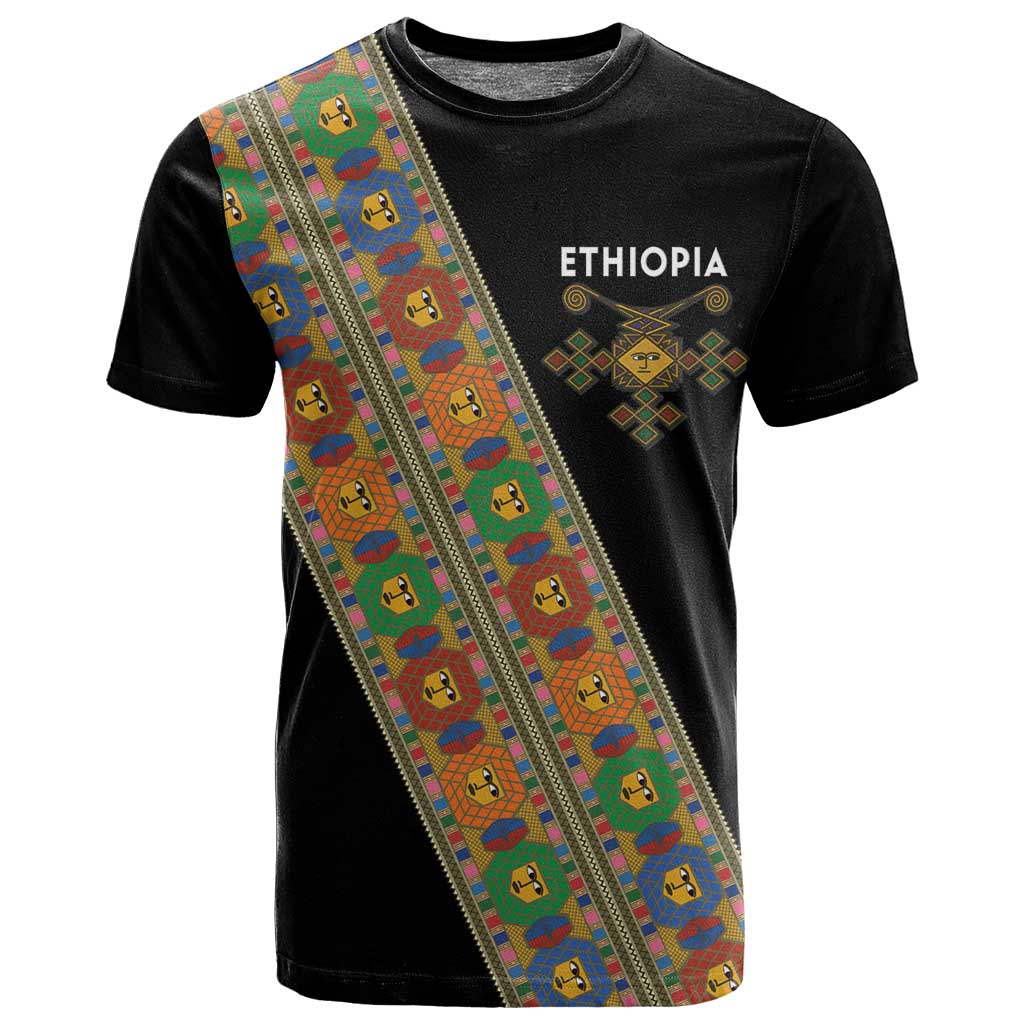 Ethiopia Saba Kemis Sash Style T shirt Black Color LT15