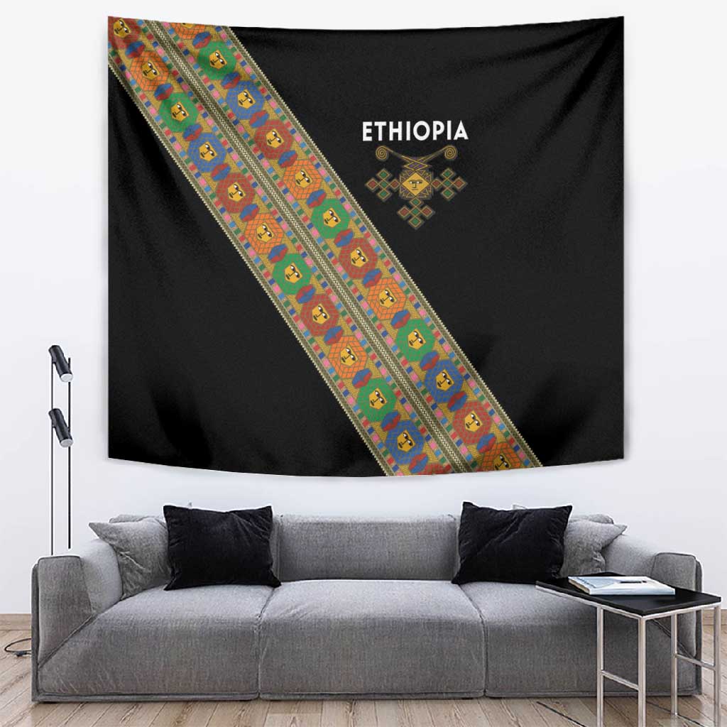 Ethiopia Saba Kemis Sash Style Tapestry Black Color LT15