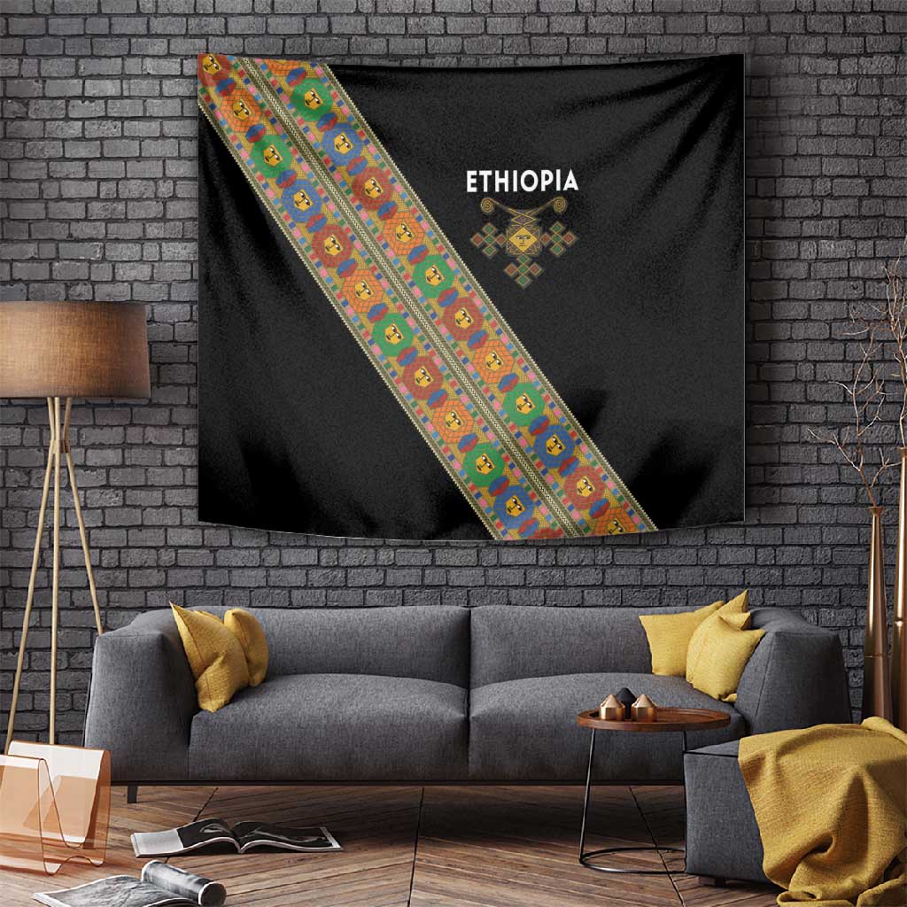Ethiopia Saba Kemis Sash Style Tapestry Black Color LT15