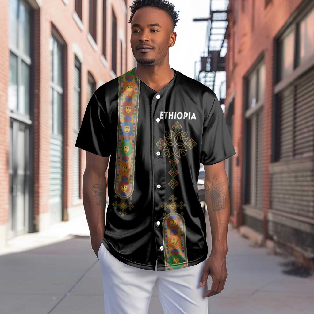 Ethiopia Saba Kemis Baseball Jersey Lion Of Judah Black Color LT15