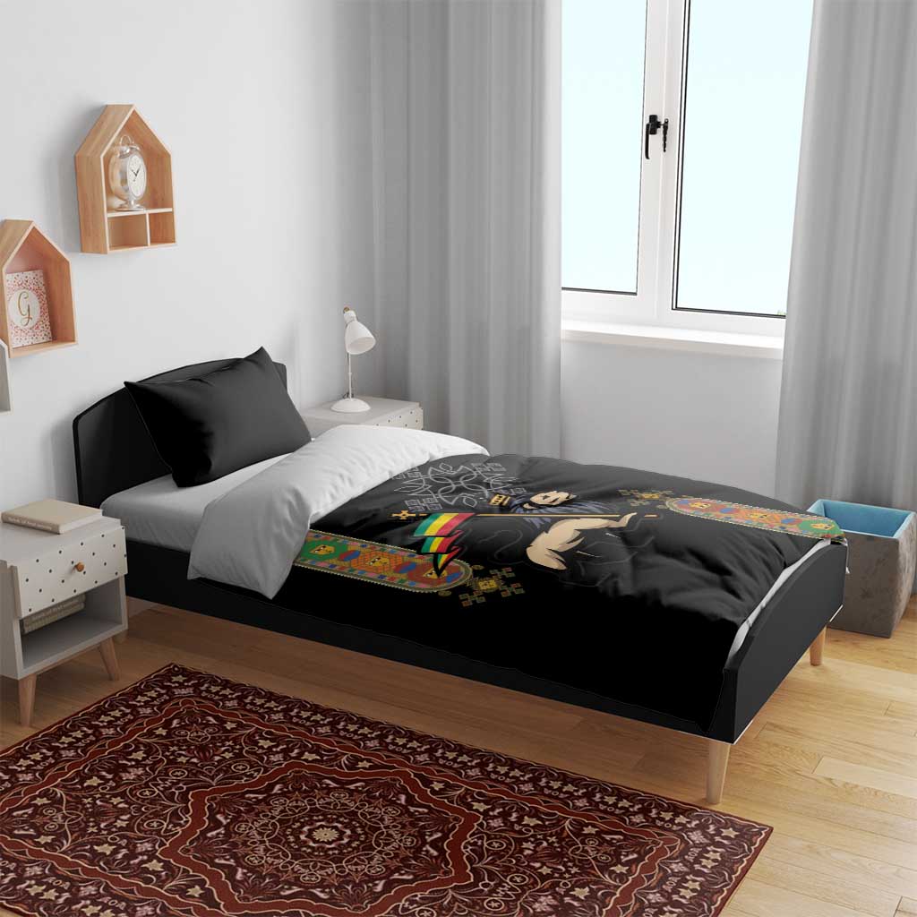 Ethiopia Saba Kemis Bedding Set Lion Of Judah Black Color LT15