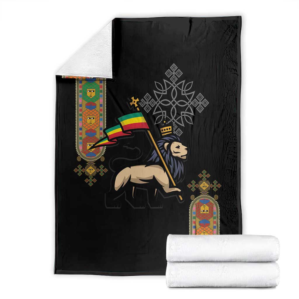 Ethiopia Saba Kemis Blanket Lion Of Judah Black Color LT15