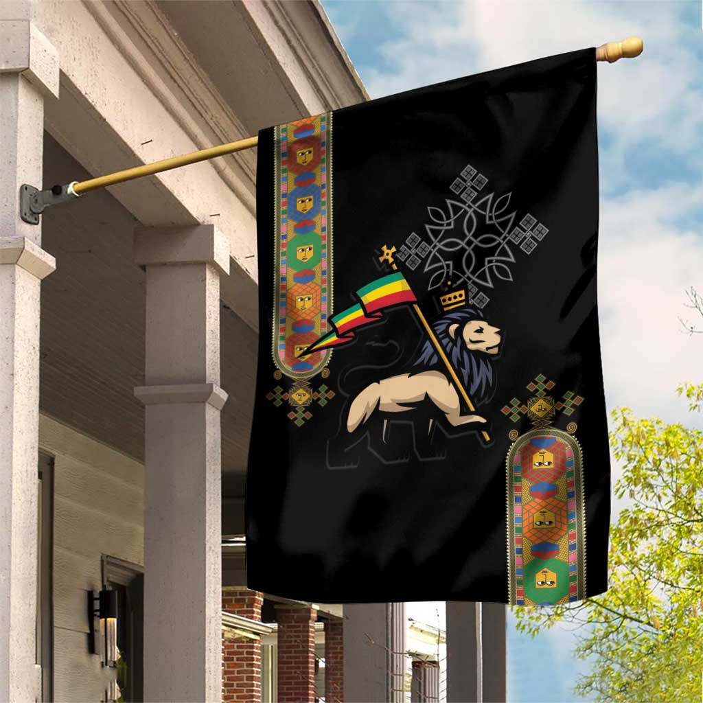 Ethiopia Saba Kemis Garden Flag Lion Of Judah Black Color LT15