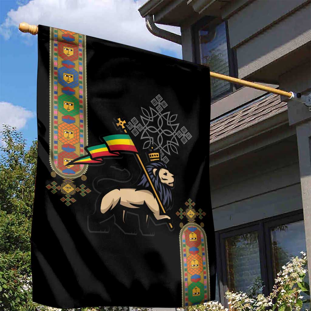 Ethiopia Saba Kemis Garden Flag Lion Of Judah Black Color LT15