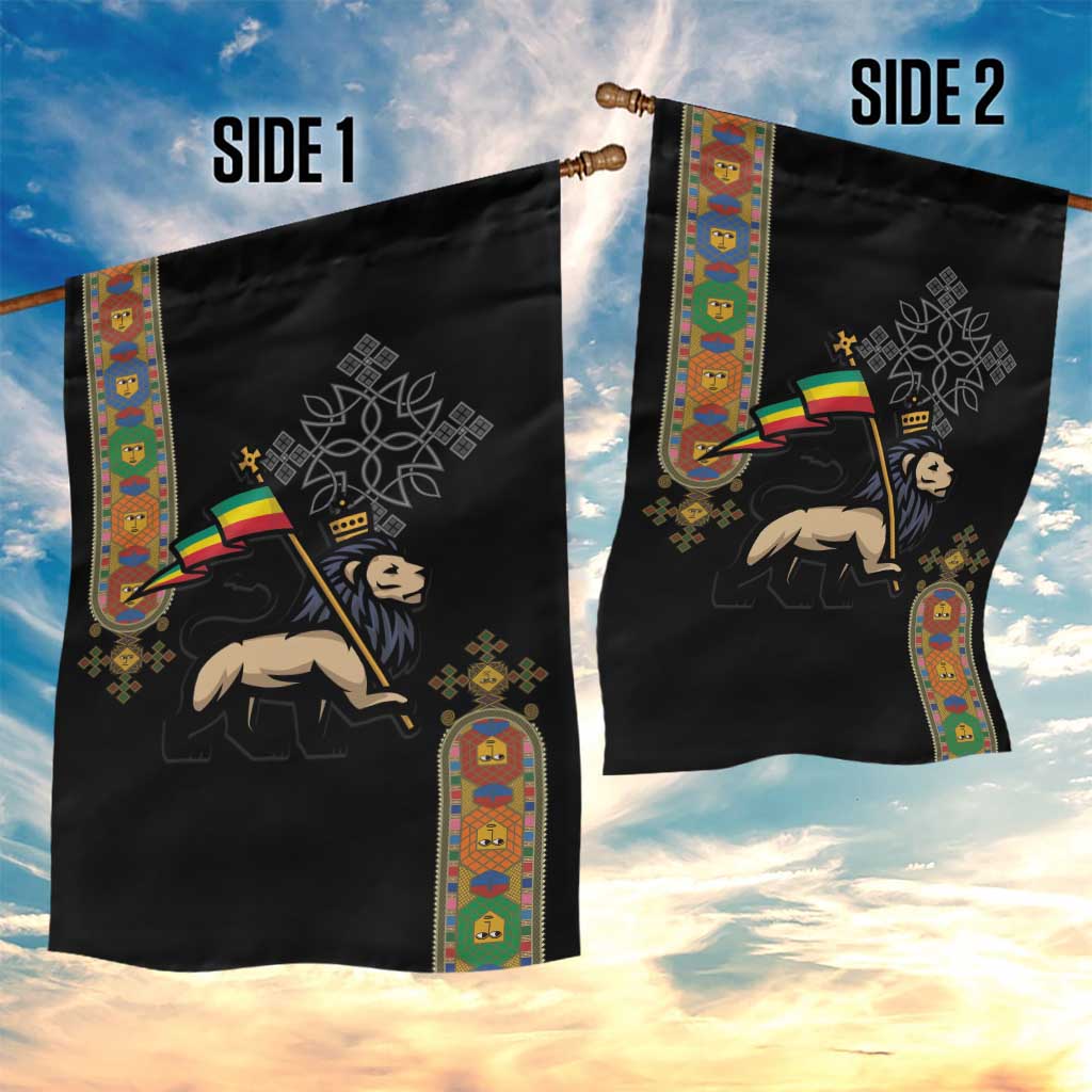 Ethiopia Saba Kemis Garden Flag Lion Of Judah Black Color LT15