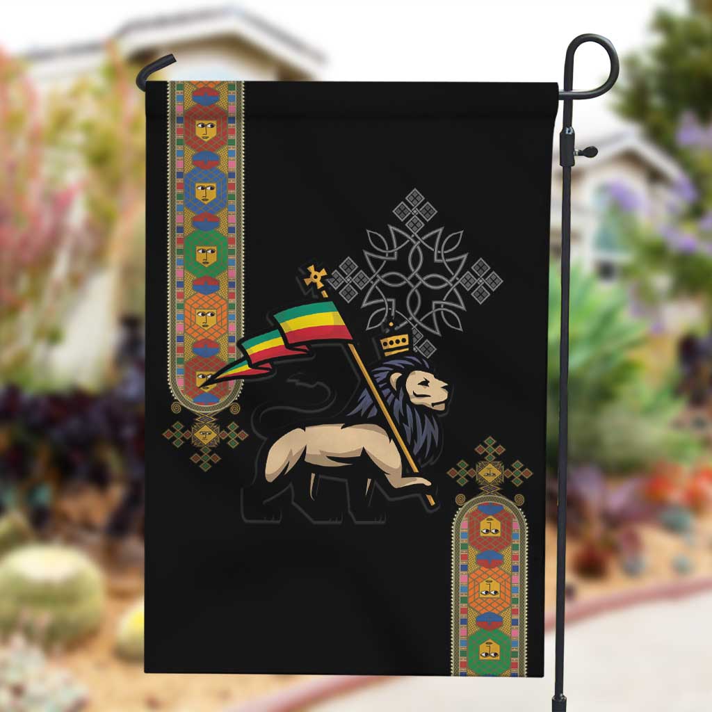 Ethiopia Saba Kemis Garden Flag Lion Of Judah Black Color LT15