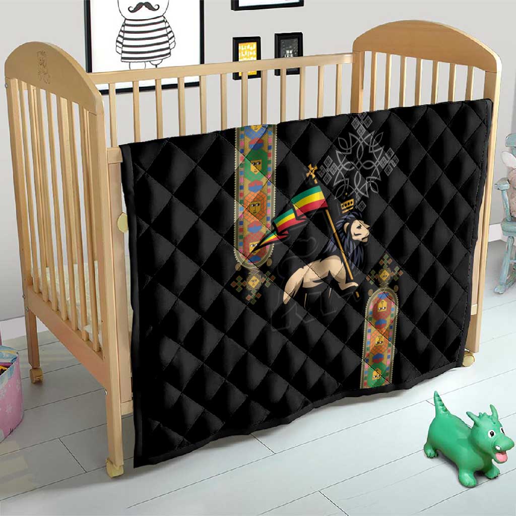 Ethiopia Saba Kemis Quilt Lion Of Judah Black Color LT15