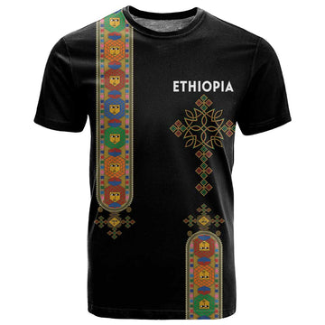 Ethiopia Saba Kemis T shirt Lion Of Judah Black Color LT15