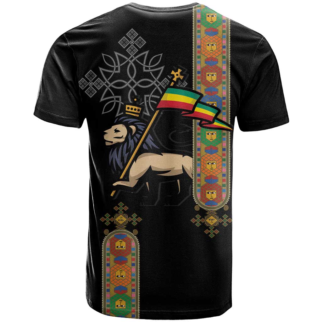 Ethiopia Saba Kemis T shirt Lion Of Judah Black Color LT15