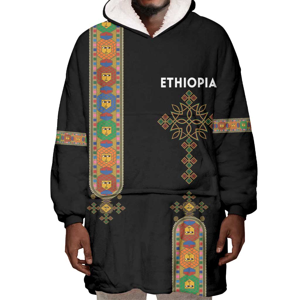 Ethiopia Saba Kemis Wearable Blanket Hoodie Lion Of Judah Black Color LT15