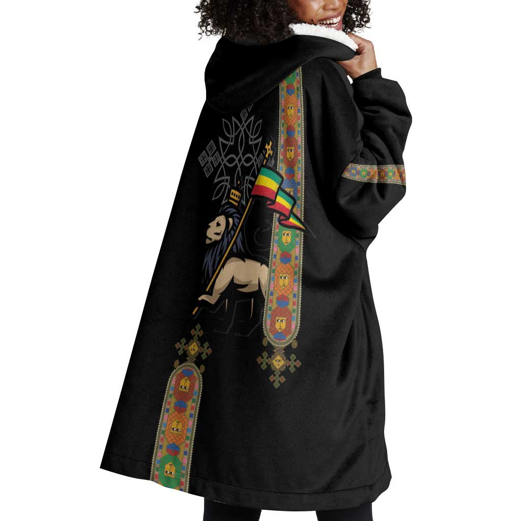 Ethiopia Saba Kemis Wearable Blanket Hoodie Lion Of Judah Black Color LT15