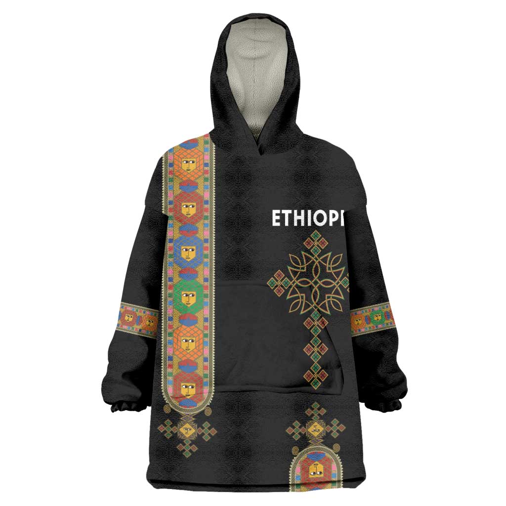 Ethiopia Saba Kemis Wearable Blanket Hoodie Lion Of Judah Black Color LT15