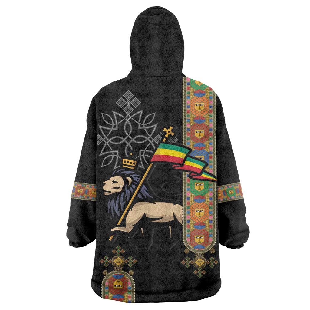 Ethiopia Saba Kemis Wearable Blanket Hoodie Lion Of Judah Black Color LT15