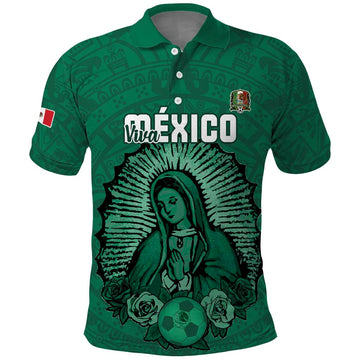 Custom Mexico Guadalupe Football Polo Shirt Viva Mexico LT15